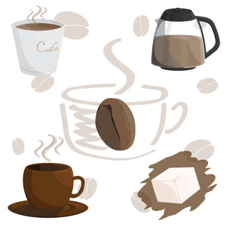 coffee cafe cup brown illustrationのイラスト素材