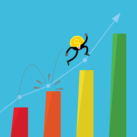 coin in business man suit jump up to the topのイラスト素材