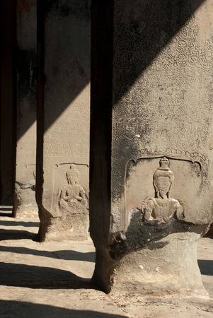 Angkor Wat was first a Hindu, then subsequently a Buddhist, temple complex in Cambodia and the largest religious monument in the worldの写真素材