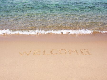 welcome on beachの写真素材