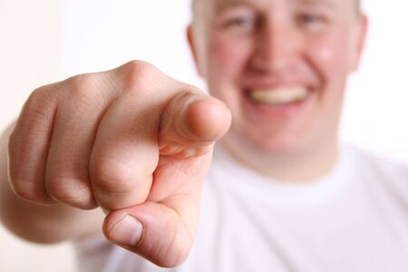 boy with indexfinger to youの写真素材