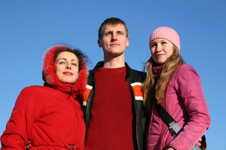 three friends. frontの写真素材