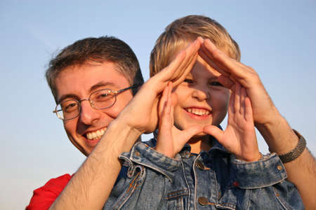 son in hand houseの写真素材