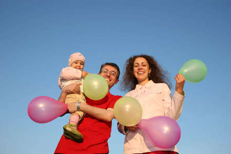 family with  and balloonsの写真素材