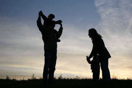 silhouette family of fourの写真素材