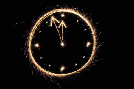 sparkler clockの写真素材