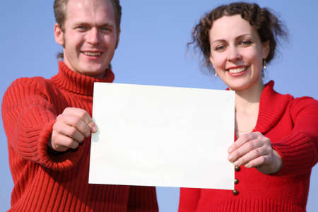 couple with cardの写真素材