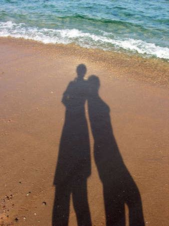 two shadow beach waveの写真素材