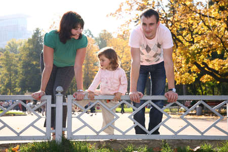 family in the park at parapetの写真素材
