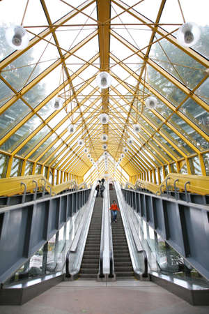 people on footbridgeの写真素材