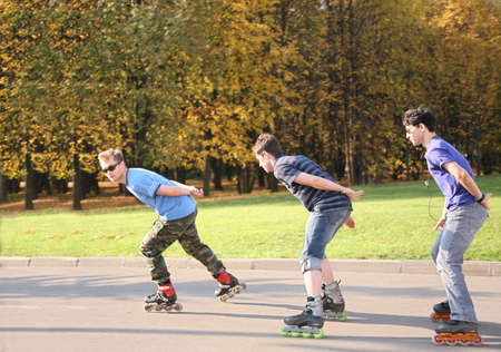 three rollers in the motionの写真素材