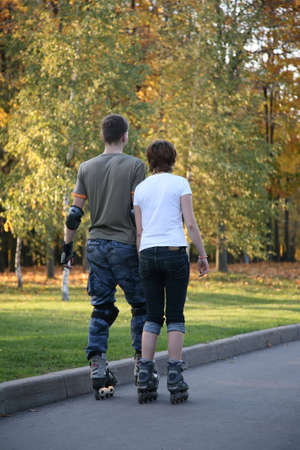 young roller couple from back
