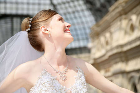 bride in passageの写真素材