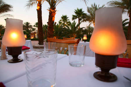 cafe evening lampの写真素材