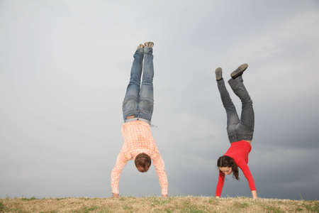 man and woman are entertainedの写真素材