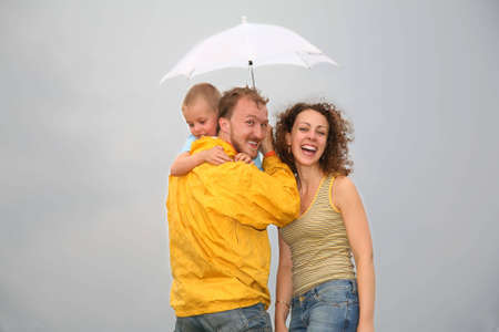 family with the umbrellaの写真素材