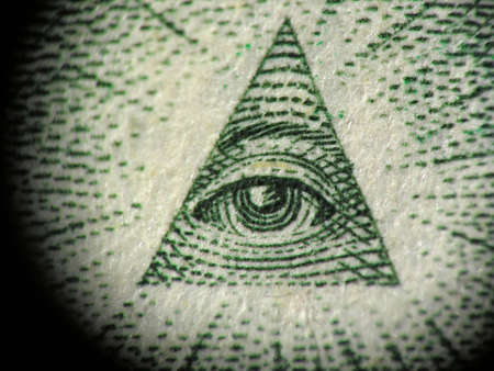 detail of the pyramid on the one dollar billの写真素材