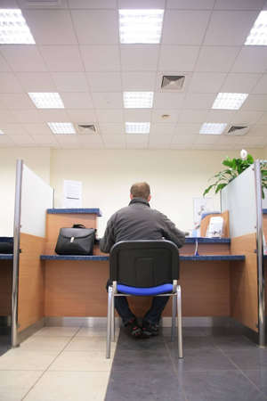 man in bank officeの写真素材