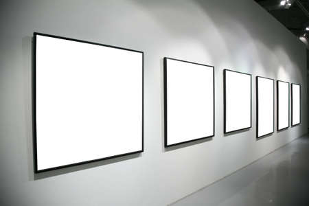 frames on  white wallの写真素材