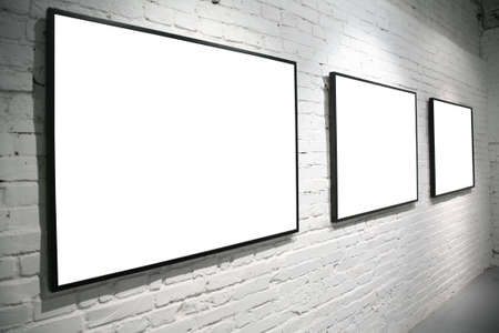 frames on brick wallの写真素材