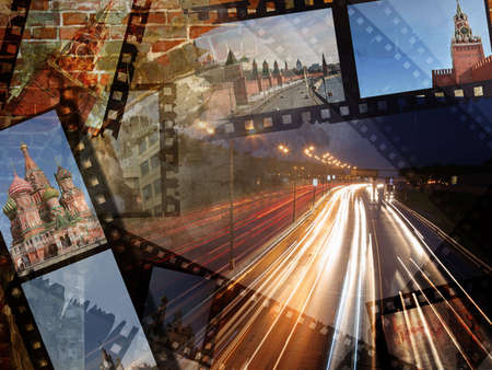 film travel photo collage moscow