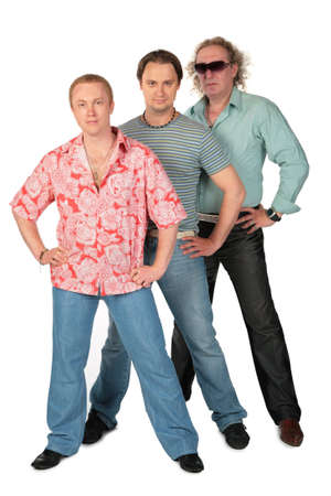 Three standing men. Music group.の写真素材