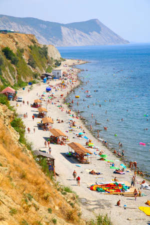 Top view on sea beach. Anapa. Russia.の写真素材