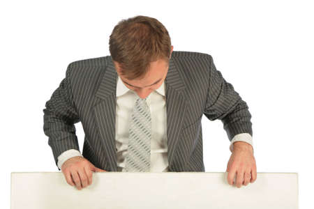 businessman with boardの写真素材