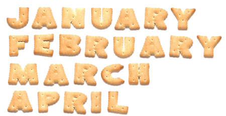Months of year January, February, March, April are made of cookies
の写真素材