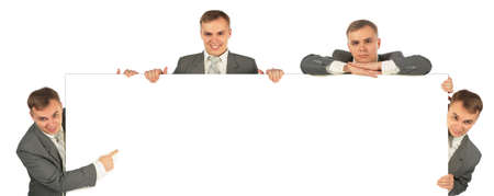 four businessmen shows on board collageの写真素材