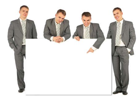 business people of four with board for textの写真素材