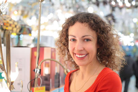 young woman in shop of house technicsの写真素材