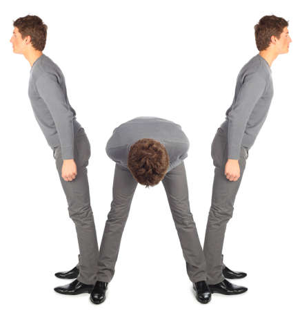 young man represent  letter Wの写真素材