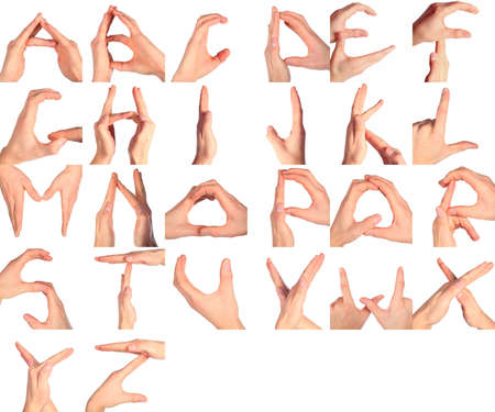 hands represents letters from english alphabetの写真素材