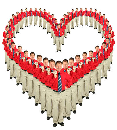 businessmen in red shirts heart collageの写真素材