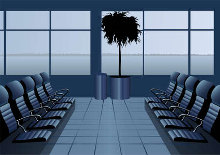 Waiting room airport. blue. vectorのイラスト素材
