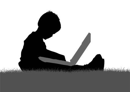 vector child with notebookのイラスト素材