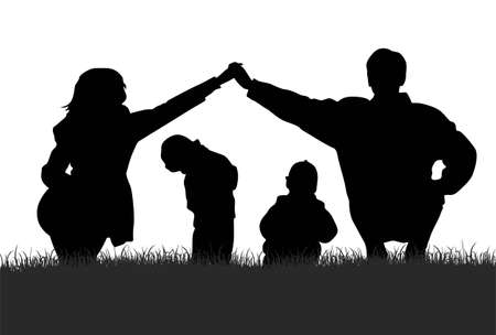 vector children in parents houseのイラスト素材