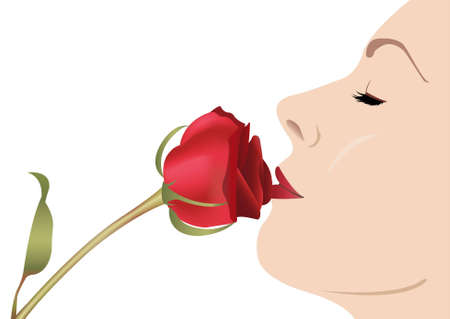 woman with rose vectorのイラスト素材