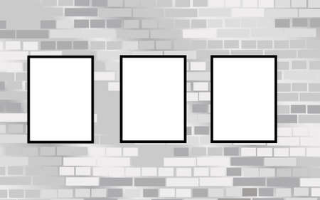 three frames on brick wall vectorのイラスト素材
