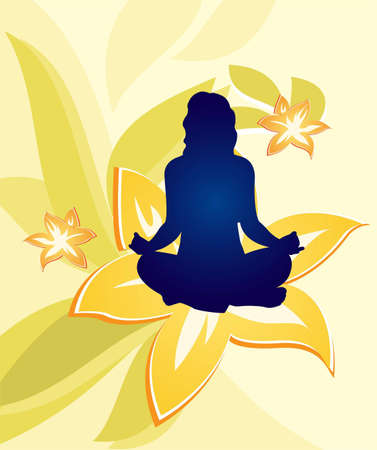 yoga floral woman vectorのイラスト素材