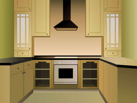 brown kitchen vectorのイラスト素材