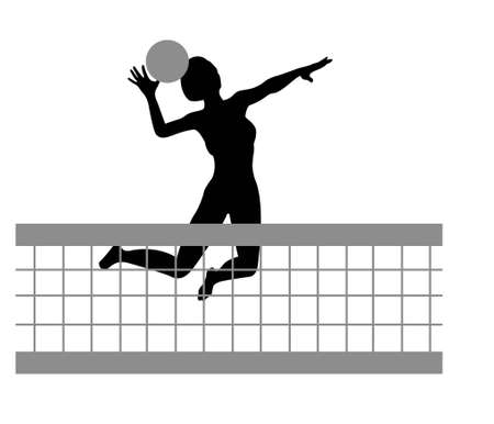 volleyball woman silhouetteのイラスト素材