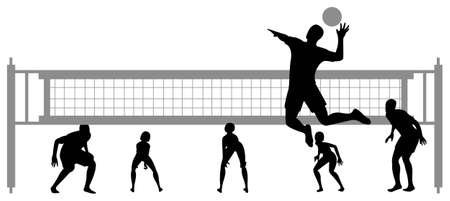volleyball game silhouetteのイラスト素材