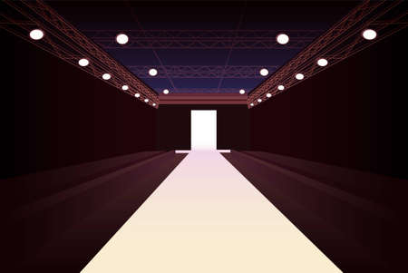 empty fashion model podium with lights のイラスト素材