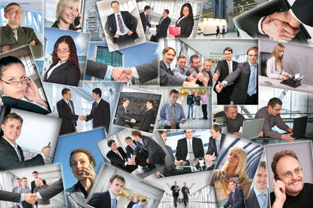Many business pictures, collageの写真素材