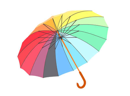 single colored umbrella is lying on a floor. vector image. isolated.のイラスト素材