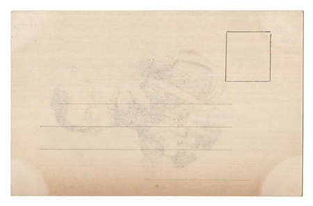 Old empty postcard isolated on white の写真素材