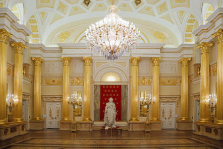 Gold room with statue of State historical and architectural museum reserve Tsaritsyno, Russia. It was build in 1776.のeditorial素材