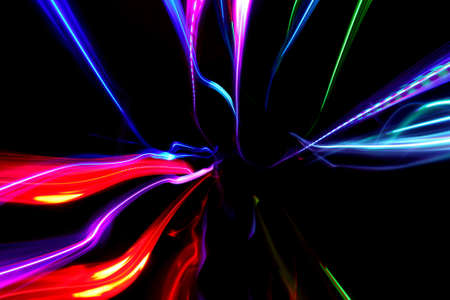 abstract background with multicolored motion blured lines on black
